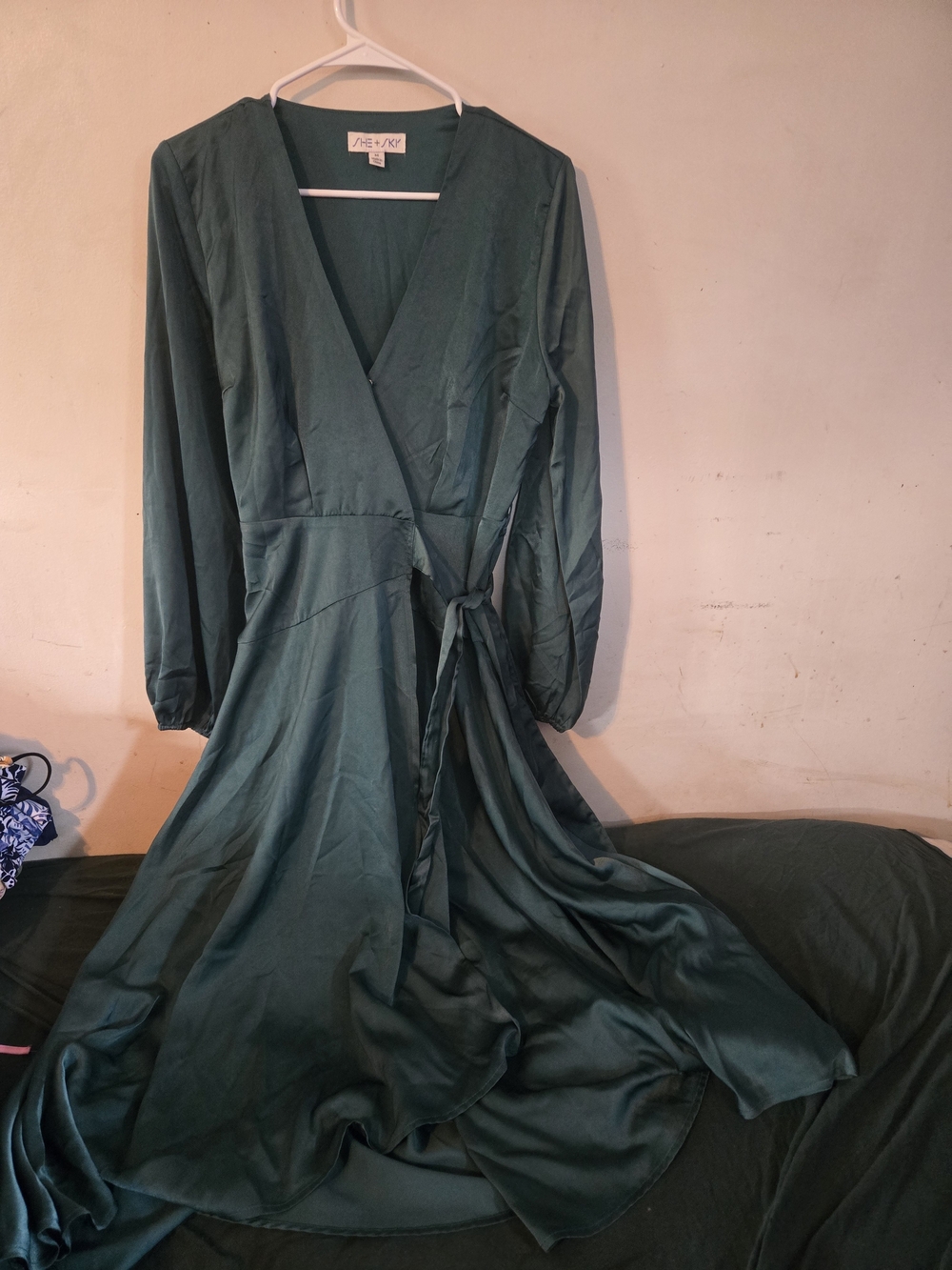 Emerald Green Wrap Midi Dress